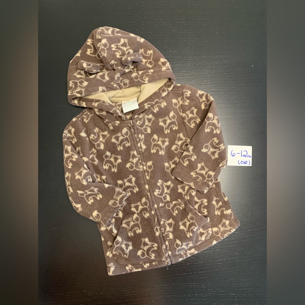 Cherokee 6-12m Hooded Zip Uo Sweater with Fox Print